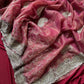 Pure zari tissue silk saree in a solid color with embroidery saree