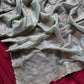 Pure zari tissue silk saree in a solid color with embroidery saree