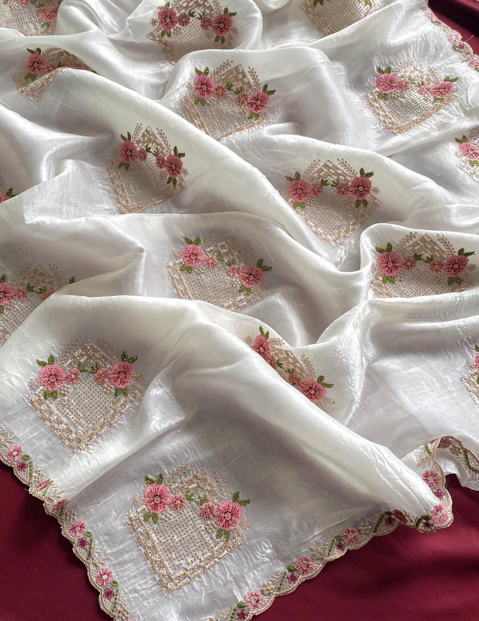 Pure paper silk crush saree