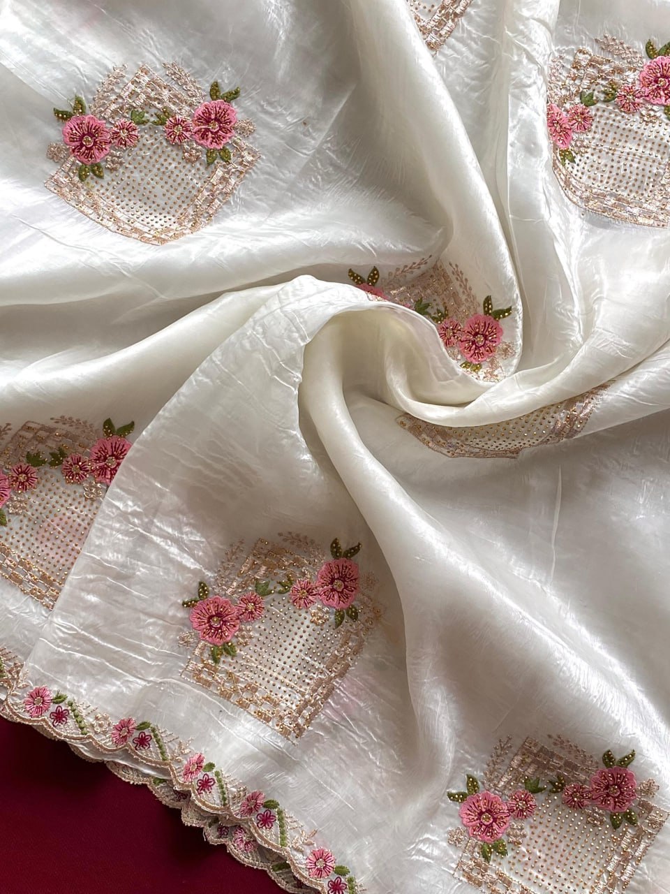 Pure paper silk crush saree