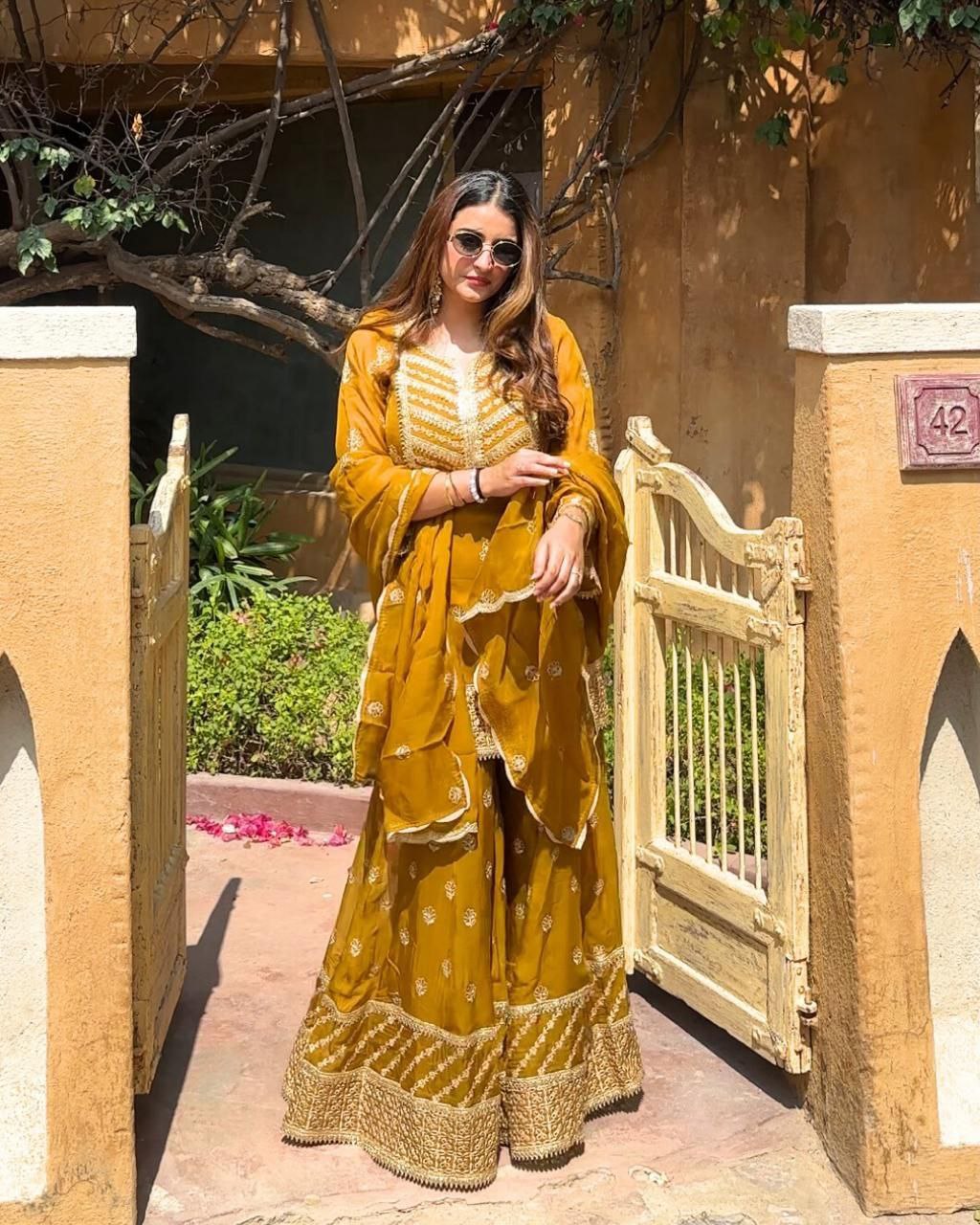 New Designer Party Top Pallazo & Dupatta Set