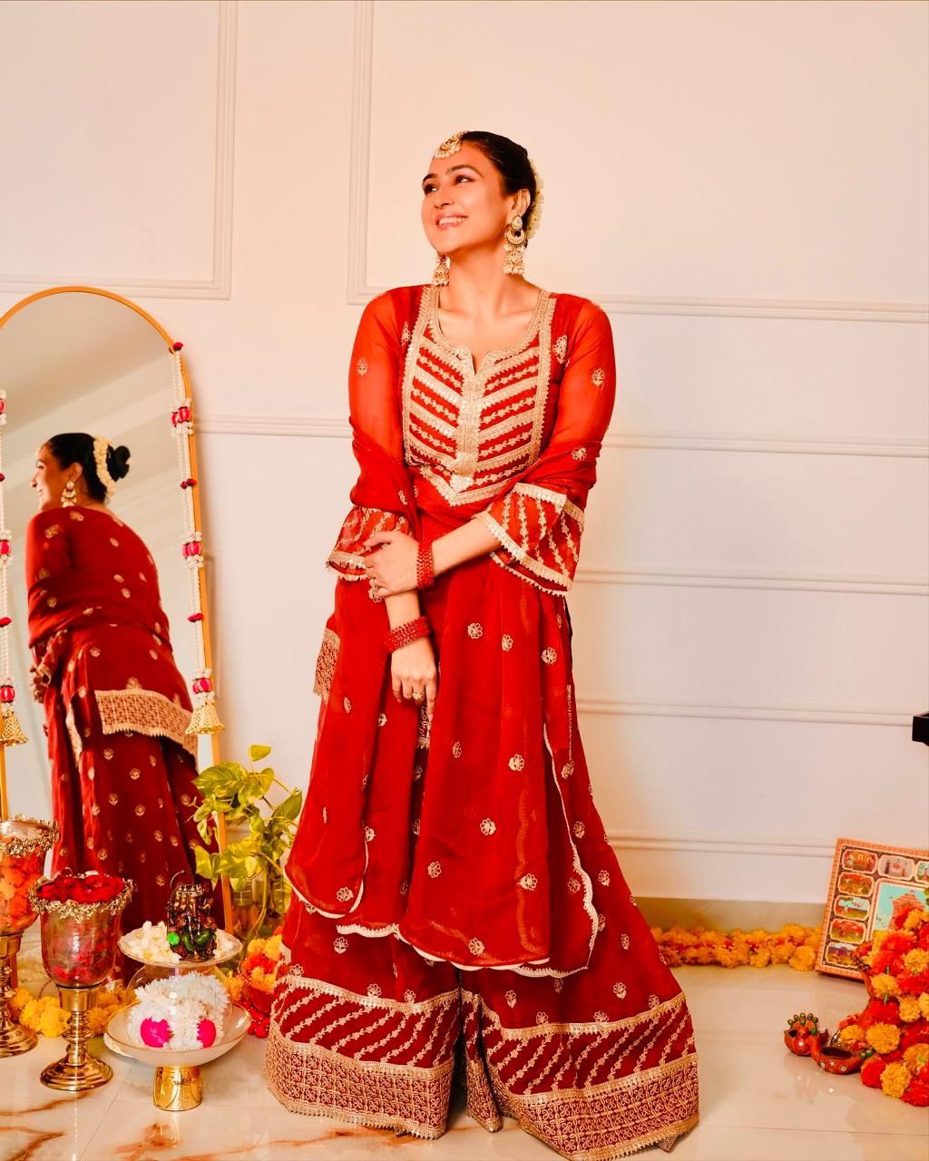 New Designer Party Top Pallazo & Dupatta Set