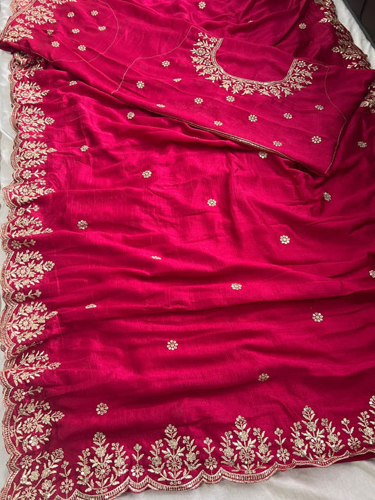 Pure Two Tone Vichitra Silk Saree