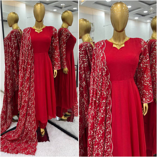 New Designer Party Wear Look Gown  With Bottom and Dupatta