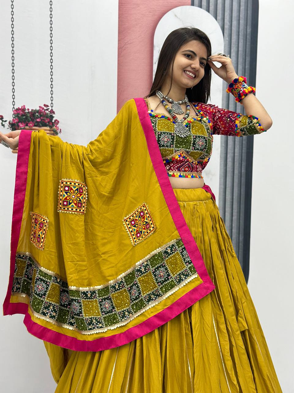 Navratri Special Pure Cotton Lehenga Choli with 6 Meter Big Flair