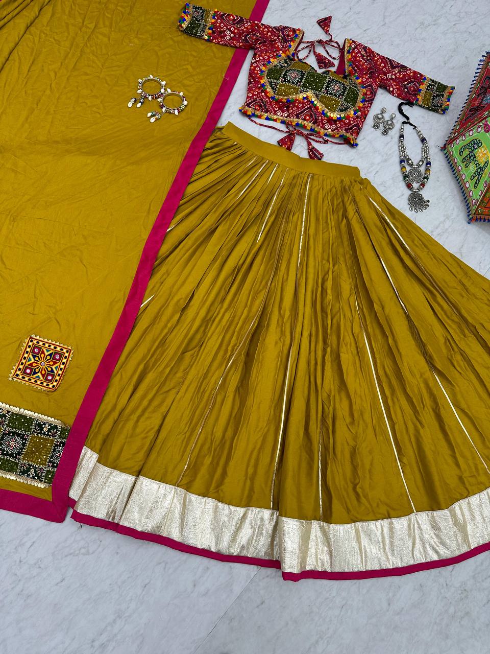 Navratri Special Pure Cotton Lehenga Choli with 6 Meter Big Flair