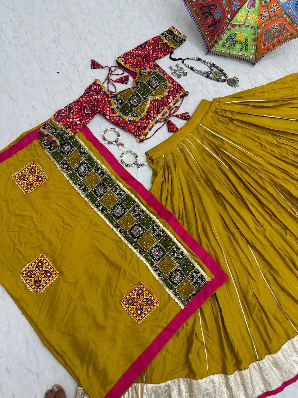 Navratri Special Pure Cotton Lehenga Choli with 6 Meter Big Flair