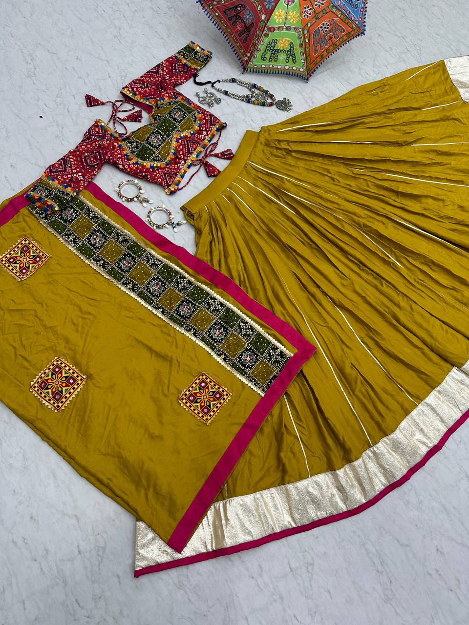 Navratri Special Pure Cotton Lehenga Choli with 6 Meter Big Flair