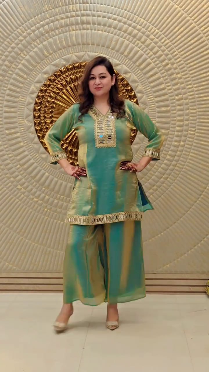 FESTIVAL SPECIAL REAL MIRROR WORK ON SILK FABRIC PLAZZO