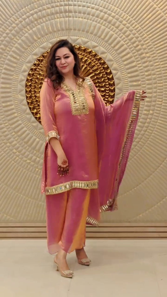 FESTIVAL SPECIAL REAL MIRROR WORK ON SILK FABRIC PLAZZO