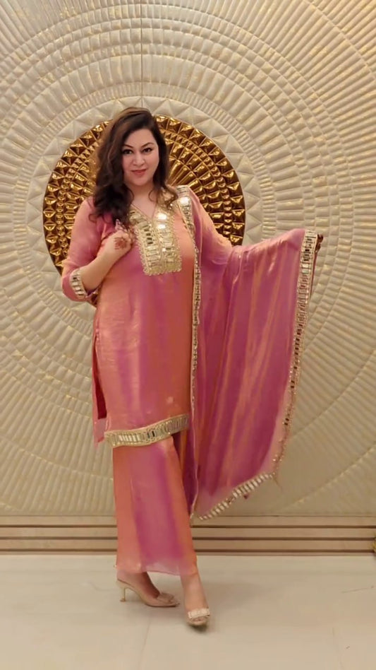 FESTIVAL SPECIAL REAL MIRROR WORK ON SILK FABRIC PLAZZO