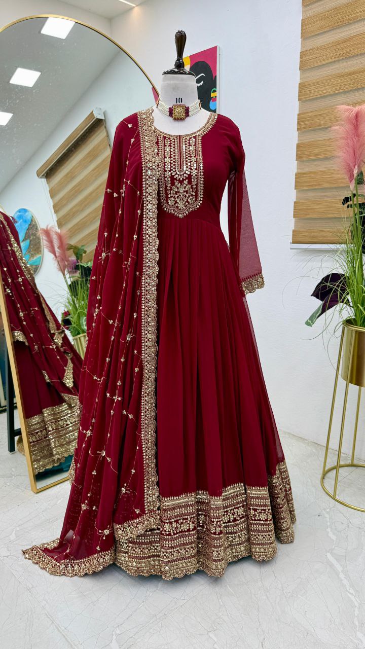 Fox georgette Embroidery Codding Siqunce Suit