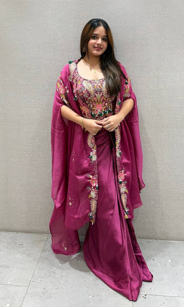 New Super Trending Party Wear Shrug with Sarara