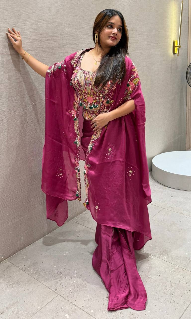 New Super Trending Party Wear Shrug with Sarara