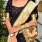 Royal blend of tradition and luxury Unveiling this black woven zari silk saree