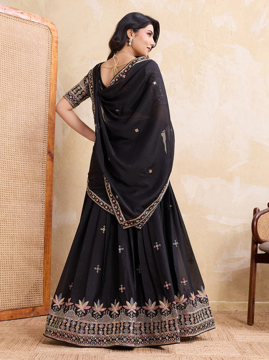 Star Georgette Embroidery Work Lahenga