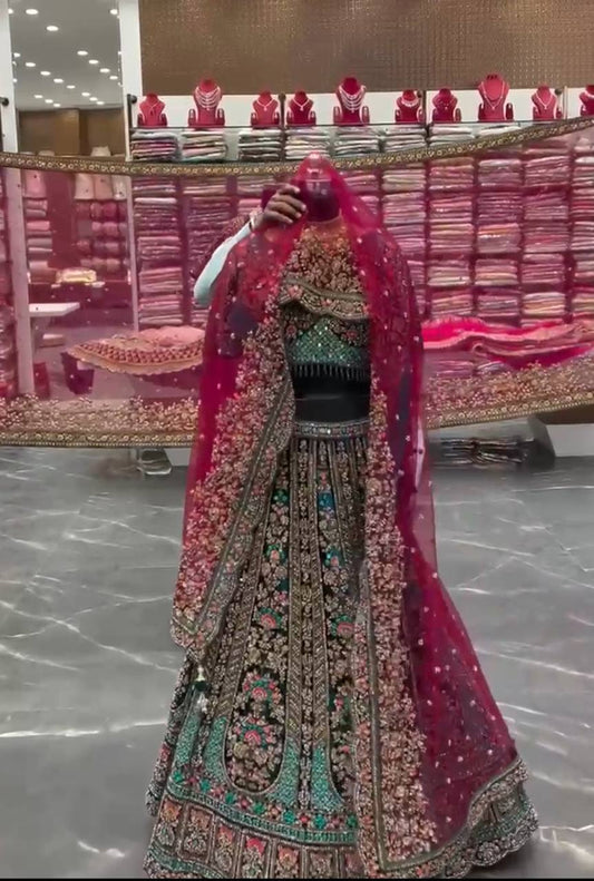 Launching 4 meter flared Fox Georgette Sequins Embroidered Work Lehenga