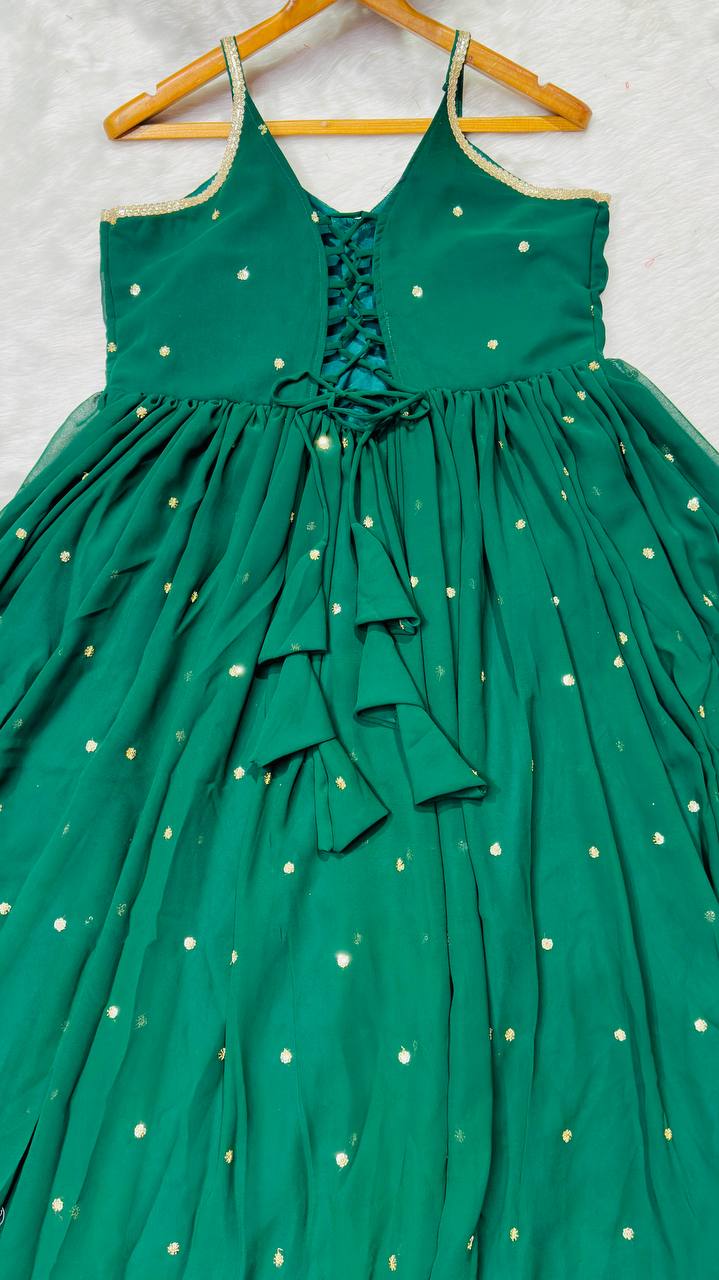 Faux Blooming With Heavy 3mm Sequins & Zari Work Gown