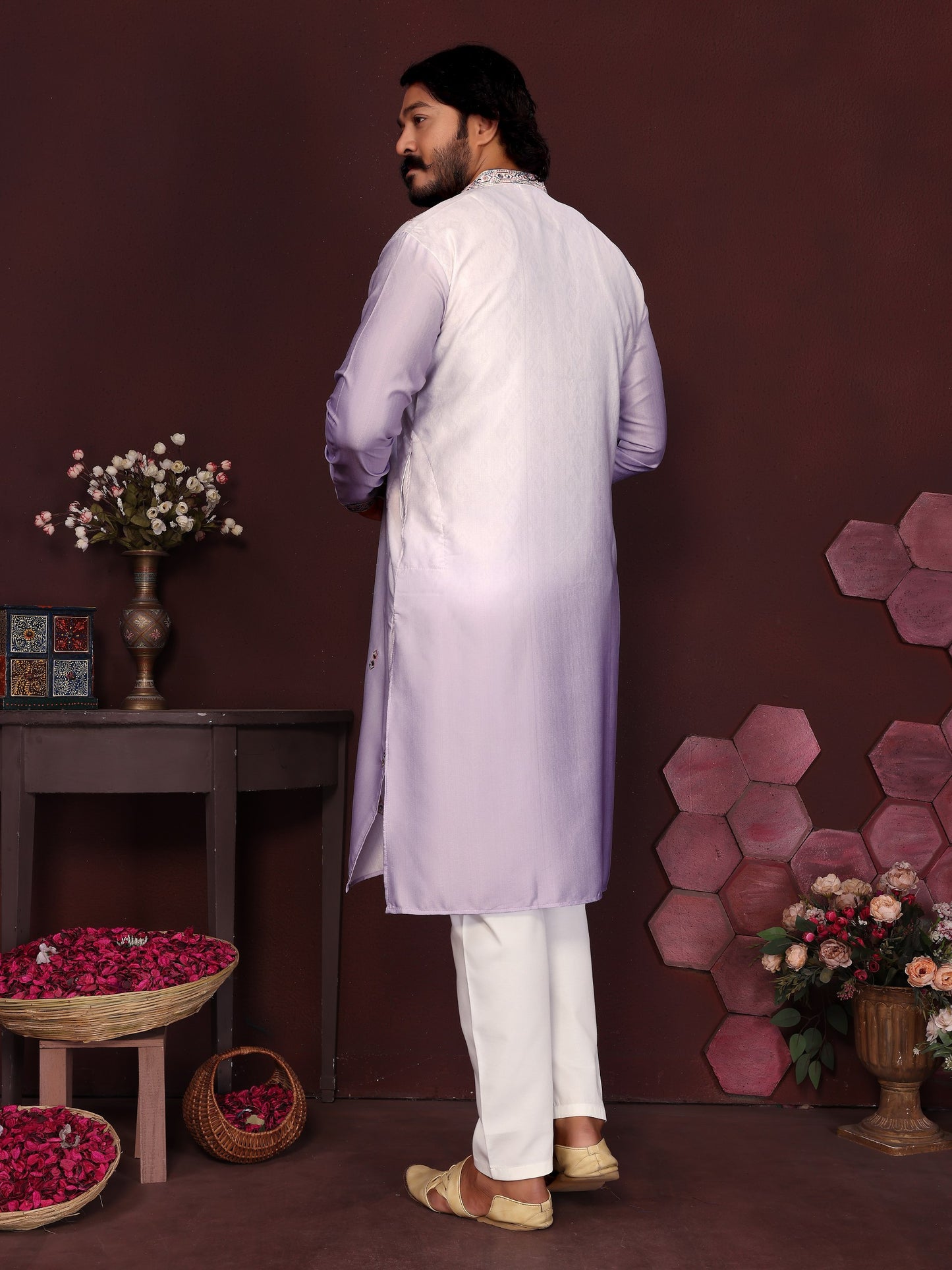 Premium Cotton Silk With Embroidery sequins work Men's Kurta