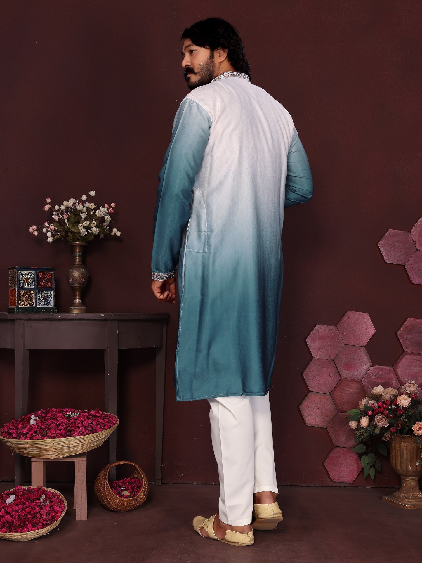 Premium Cotton Silk With Embroidery sequins work Men's Kurta