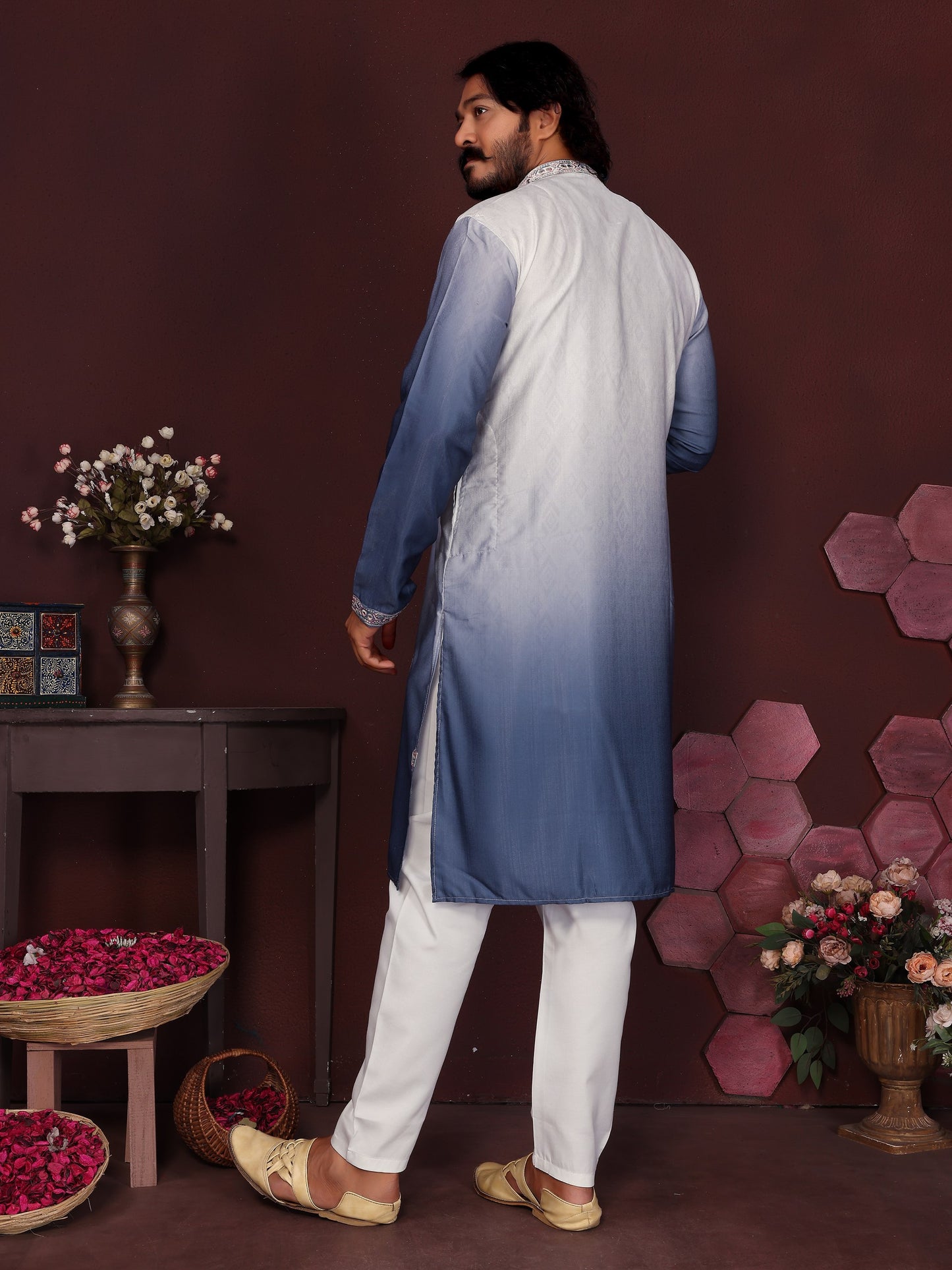 Premium Cotton Silk With Embroidery sequins work Men's Kurta