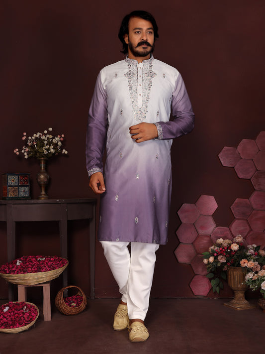 Premium Cotton Silk With Embroidery sequins work Men's Kurta