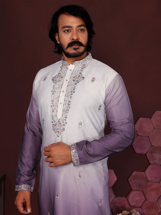 Premium Cotton Silk With Embroidery sequins work Men's Kurta