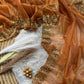 Pure Tissue silk saree in a solid color with embroidery viscos saree