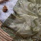 Pure Tissue silk saree in a solid color with embroidery viscos saree
