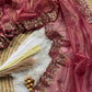 Pure Tissue silk saree in a solid color with embroidery viscos saree