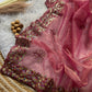 Pure Tissue silk saree in a solid color with embroidery viscos saree