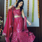Georgette plazo with foil mirror work & thread work Lehenga