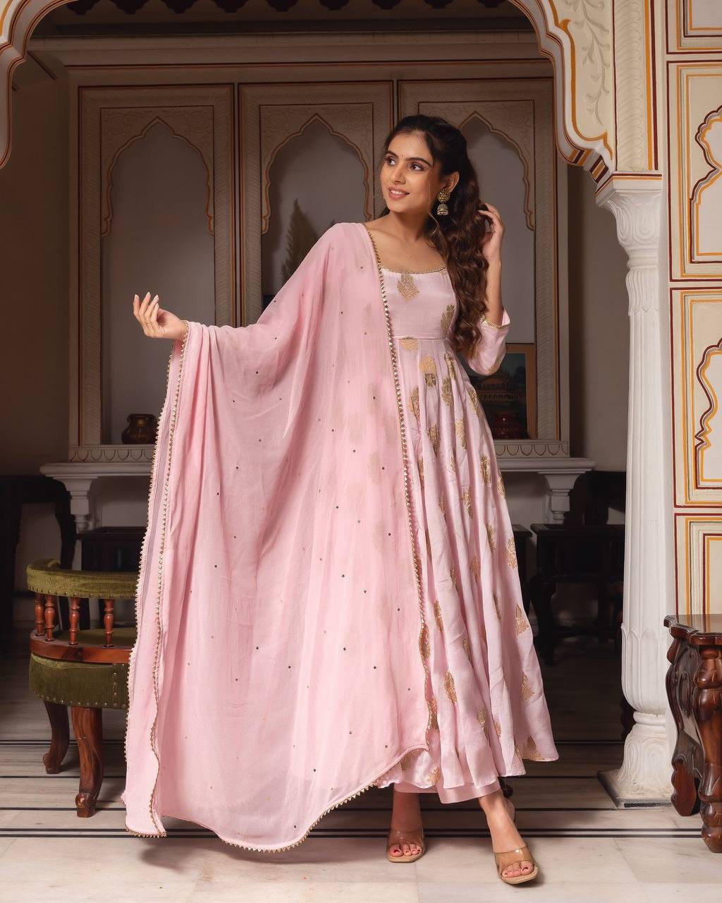 New Designer Collection In Faux Georgette With Embroidery Work Gown