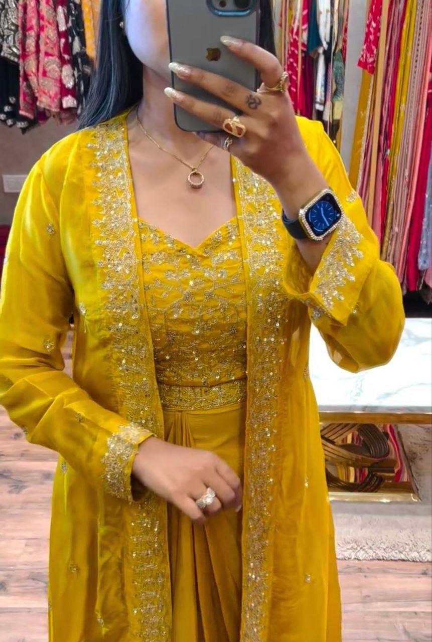 New Super Trending Party Wear Shrug with Sarara