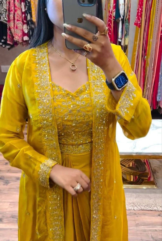 New Super Trending Party Wear Shrug with Sarara