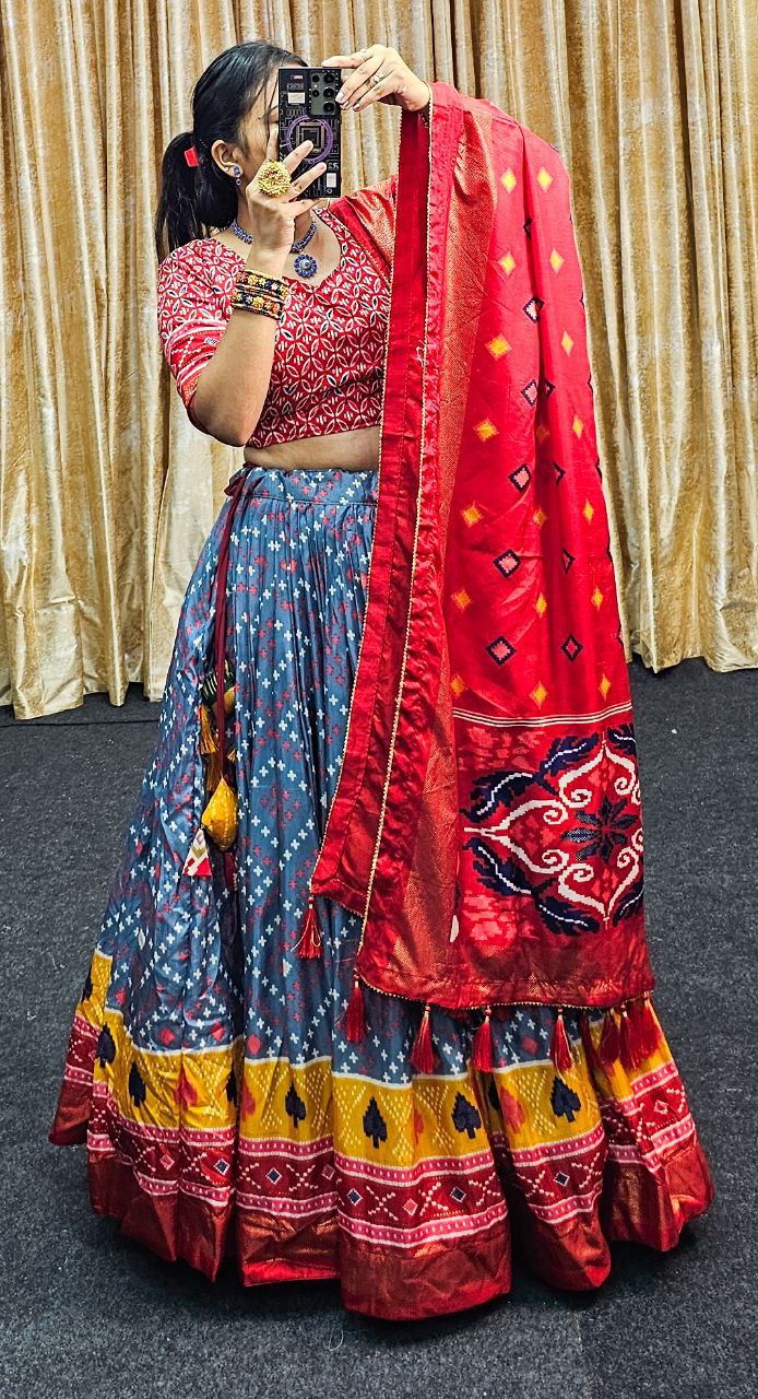 Heavy Bandhni Minakari m With Foil Print Work Lehenga Choli