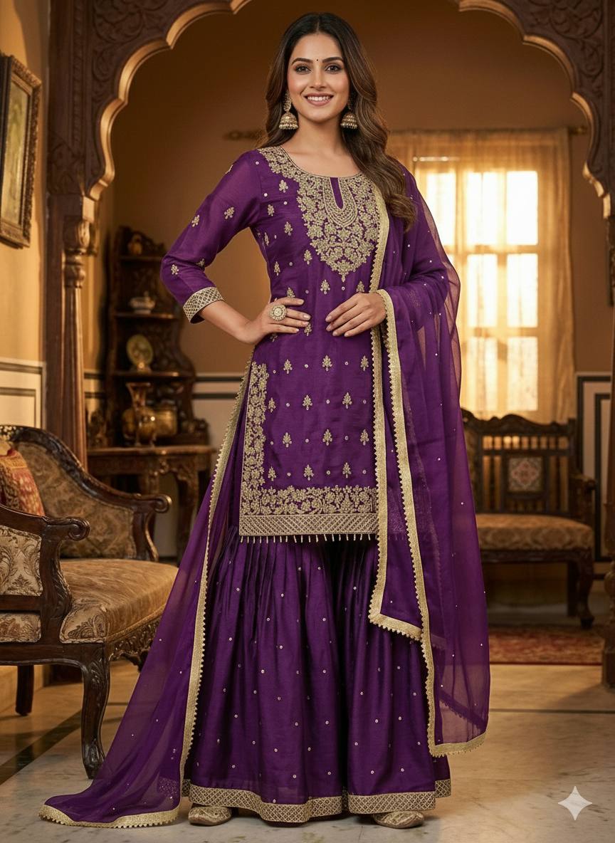 PRESENTING 3 PIECE STYLISH TOP SHARARA AND DUPATTA