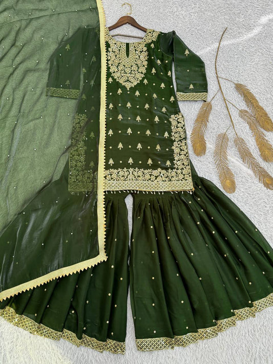 PRESENTING 3 PIECE STYLISH TOP SHARARA AND DUPATTA