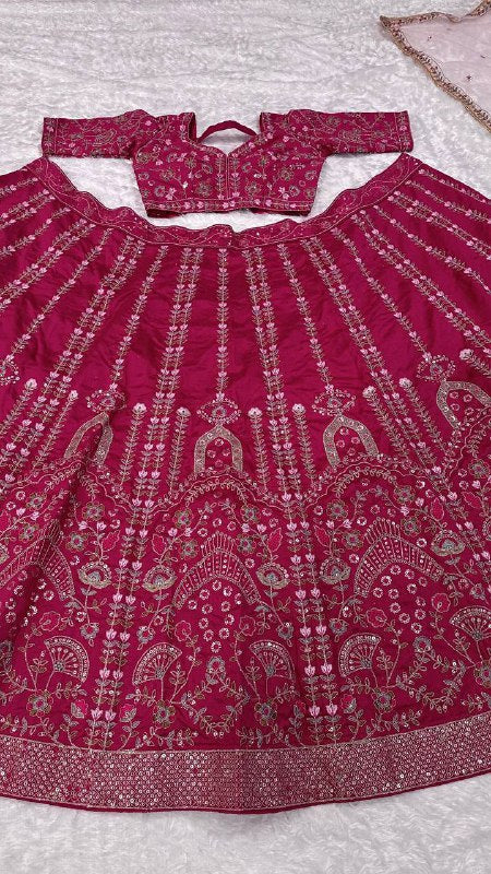 Heavy slub silk with Dori sequins & thread work Lehenga Choli