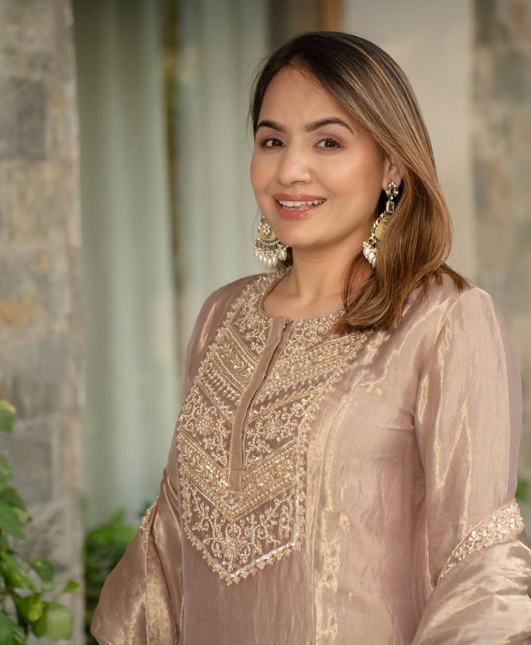 Fandy Silk With Heavy Embroidery Sequence Work Suit