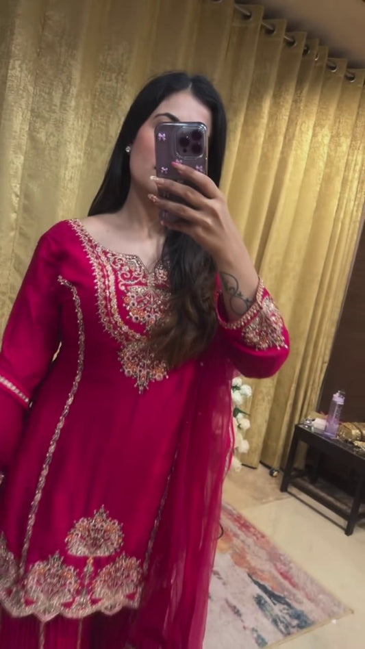 FESTIVAL SPECIAL NEW DESIGN ON SILK FABRIC CRUSH PLAZZO