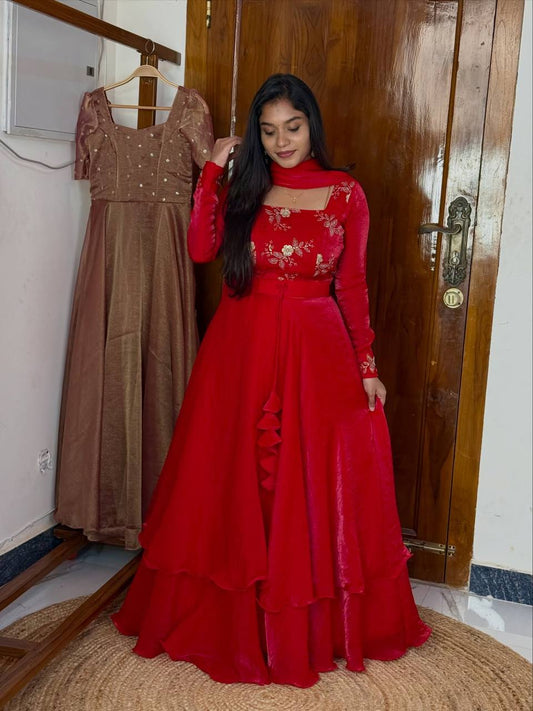 Heavy Fandy Satin with Embroidery & Sequins Work Lehenga