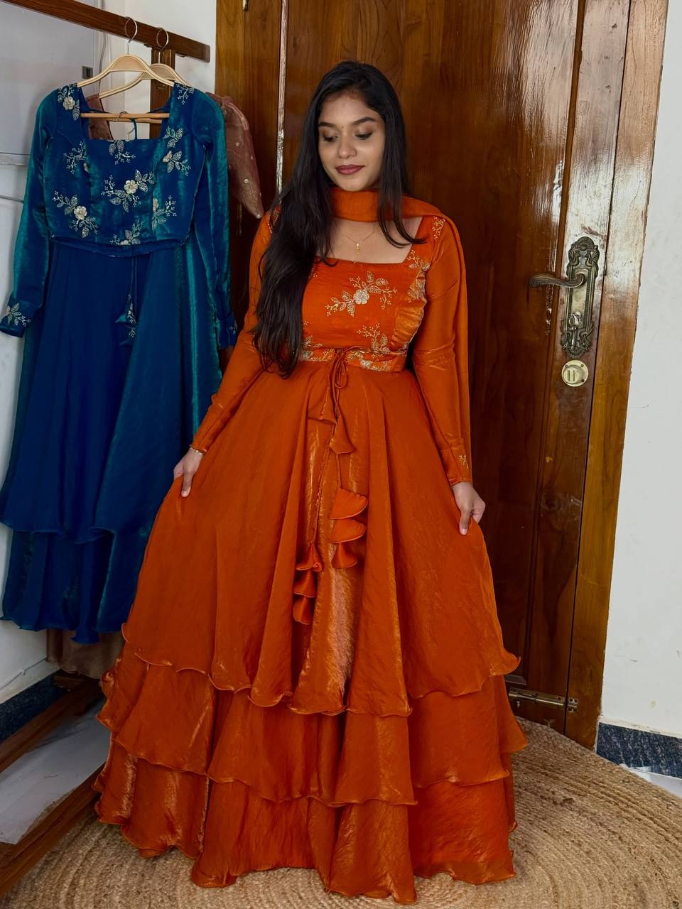 Heavy Fandy Satin with Embroidery & Sequins Work Lehenga