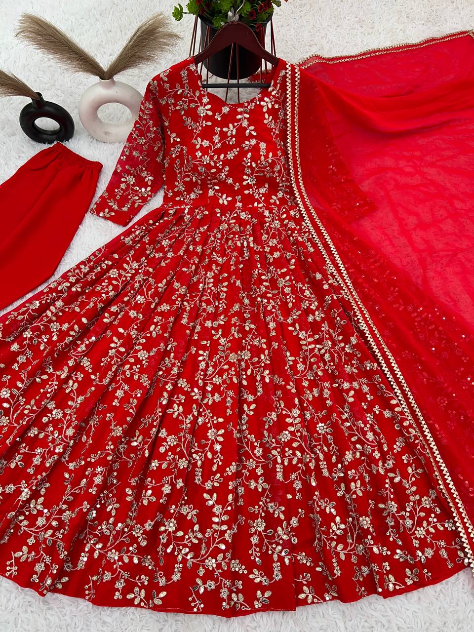 New Designer Collection In Faux Georgette With Embroidery Work Gown