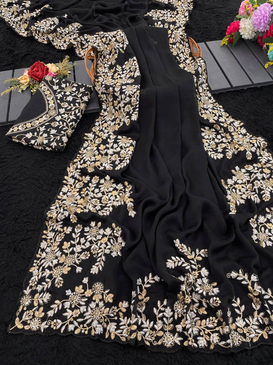 Pure Rangoli silk with sequence and zari embroidery work