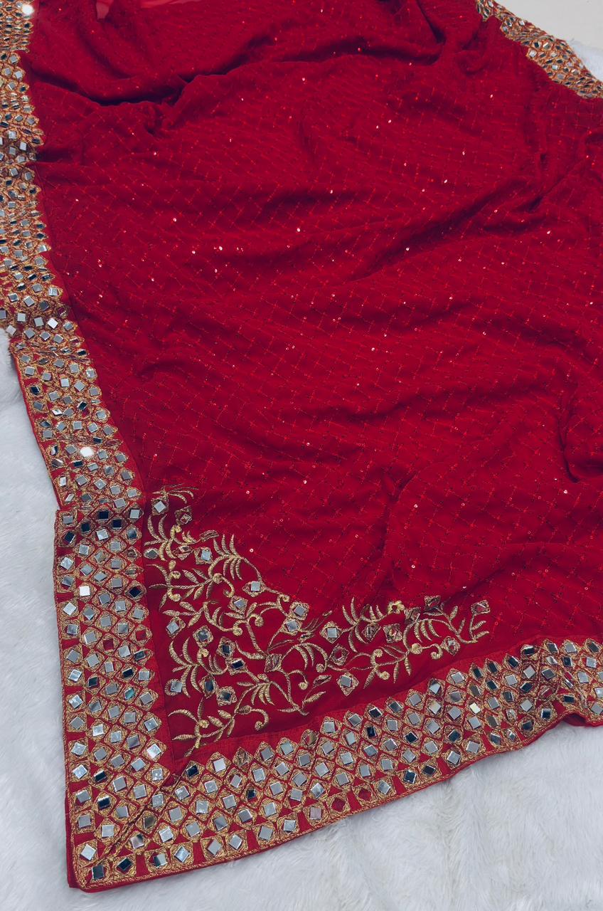 NEW LAUNCHING BOLLYWOOD BLOCKBUSTER RED COLOUR SAREE