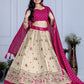 Heavy Lichi Fabric WIth Jacquard Border Lehenga