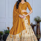 Heavy Lichi Fabric WIth Jacquard Border Lehenga