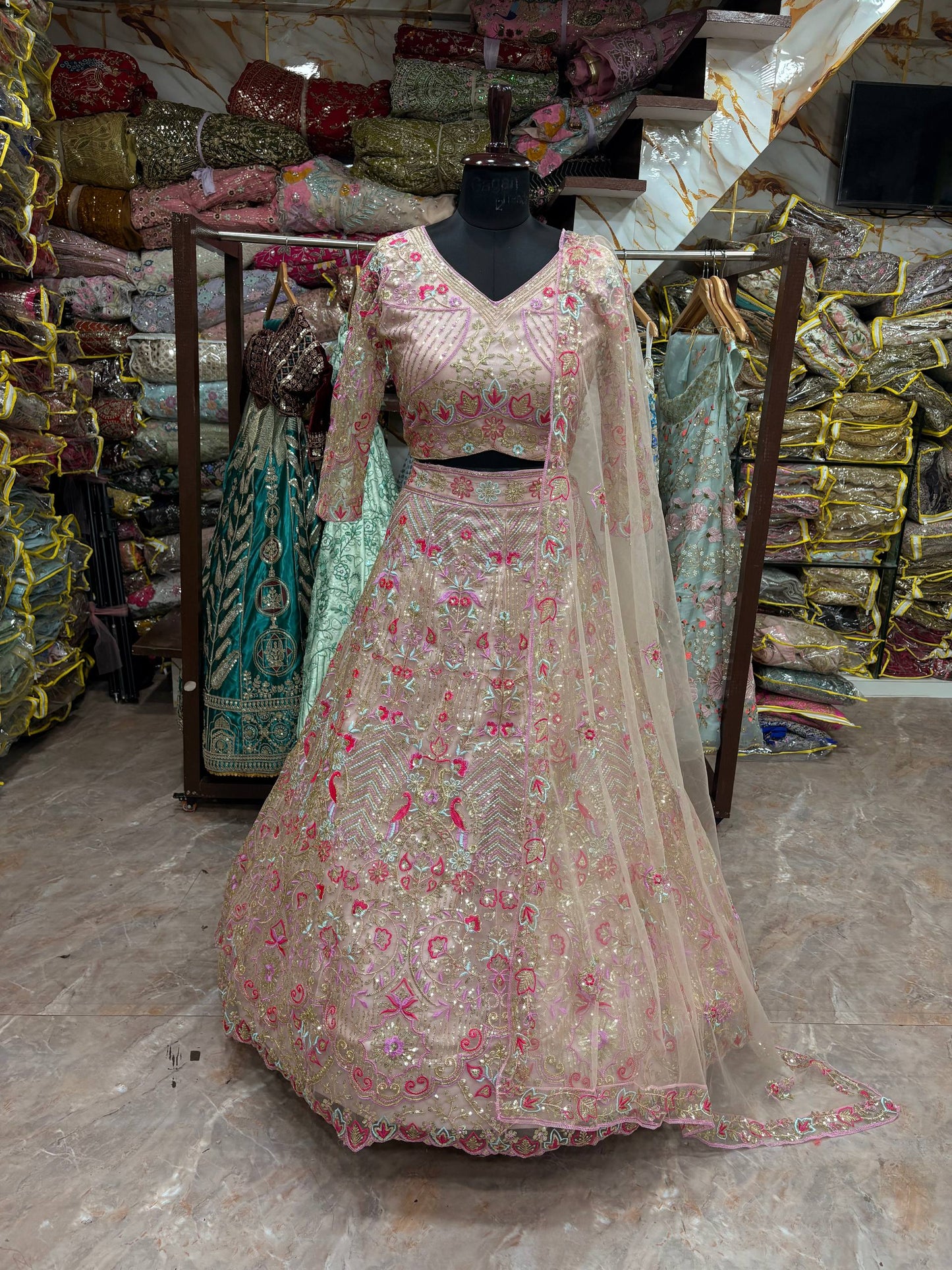 Launching 4 Meter Flared Premium Butterfly Net Lehenga