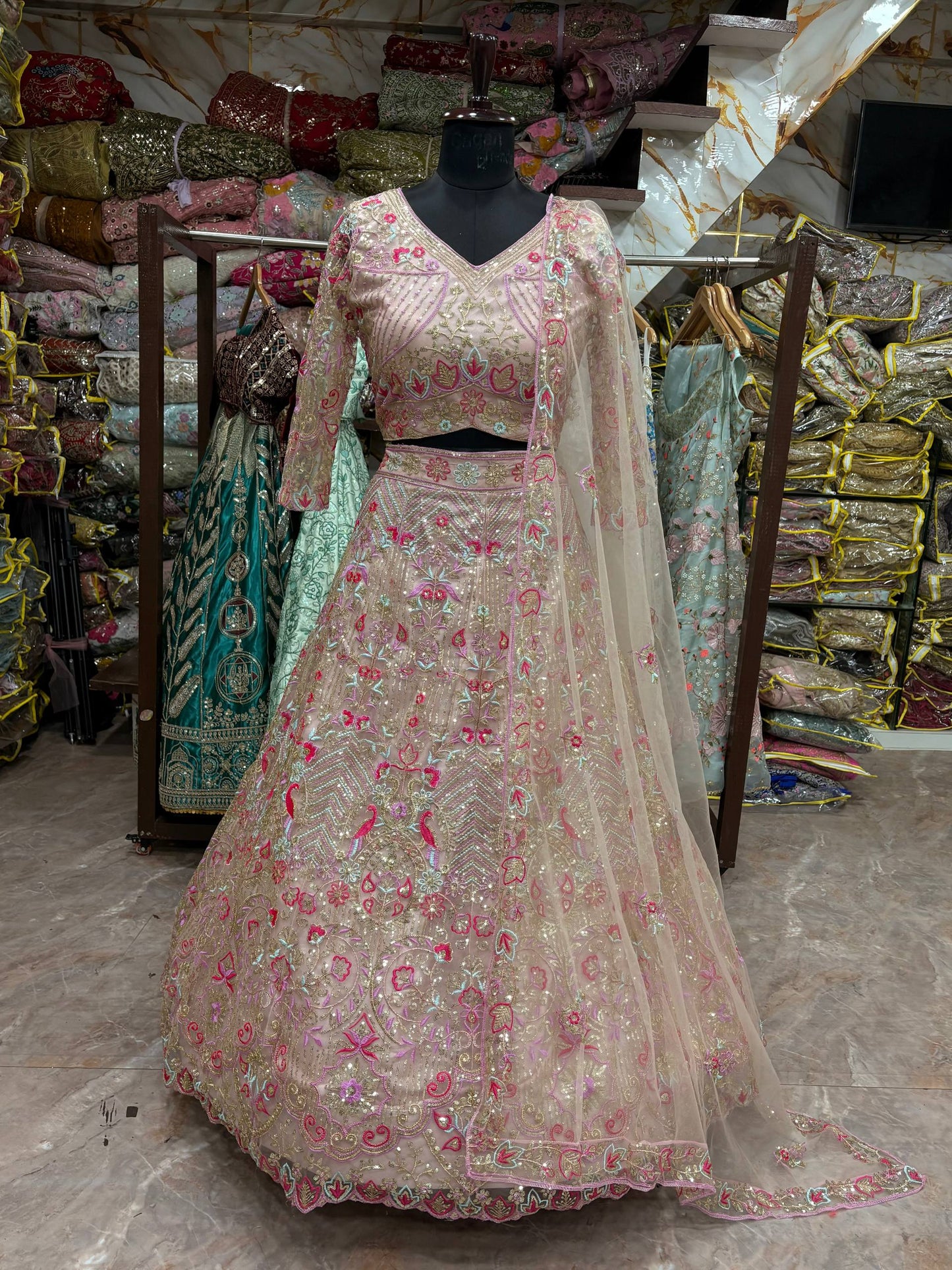 Launching 4 Meter Flared Premium Butterfly Net Lehenga
